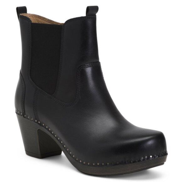 NEW Dansko Shayna Heeled Chelsea Boots - Leather in black For Women 825 7t3 - Picture 3 of 9
